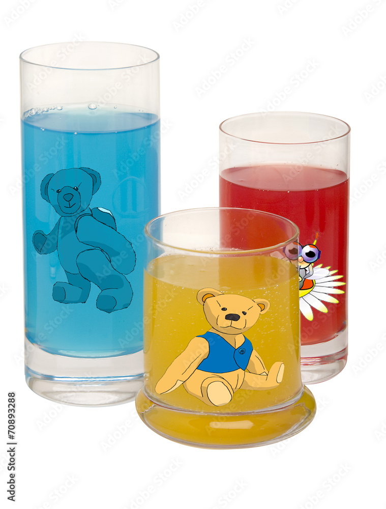 Obraz premium Saftgläser mit Kindermotiven