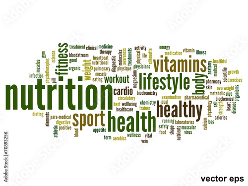 Vector conceptual nutrition health word cloud