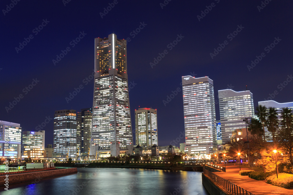 Skyscraper at Minatomirai, Yokohama in the twilight