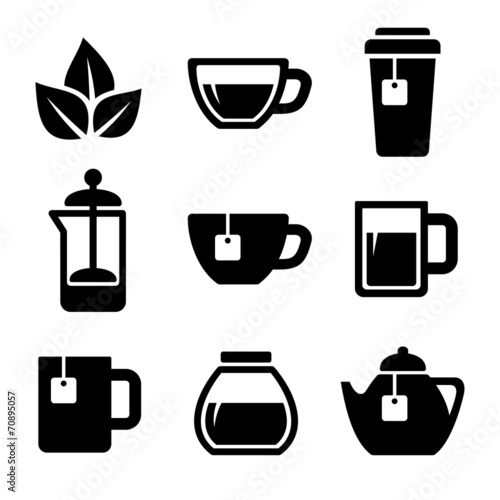 Tea Icons Set. Vector.