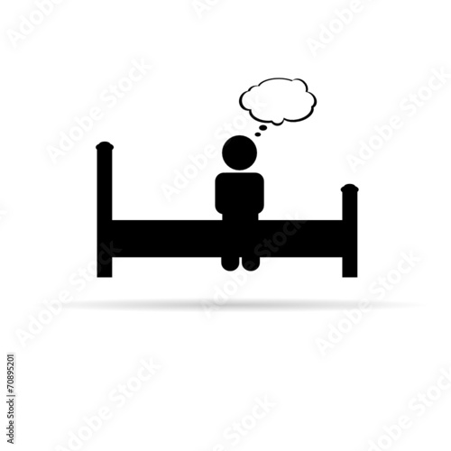man on bed black vector silhouette illustration