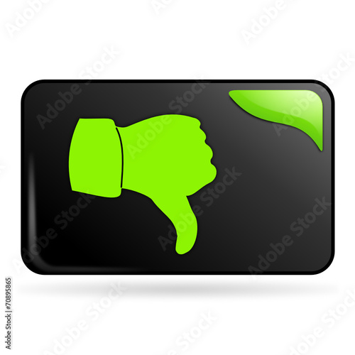 pouce baissé sur bouton web rectangle vert