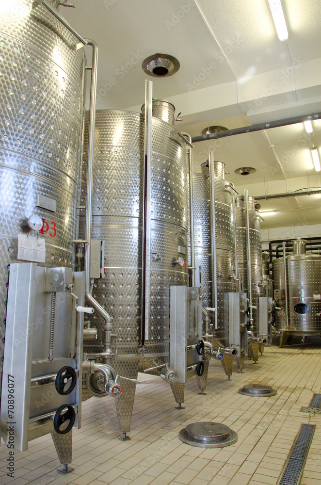 Interior of winery distillation in wine factory