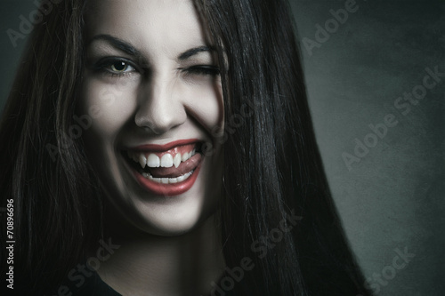 Obraz na plátně Evil expression on vampire face