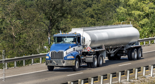 Gasoline Tanker Truck On The Interstate Highway