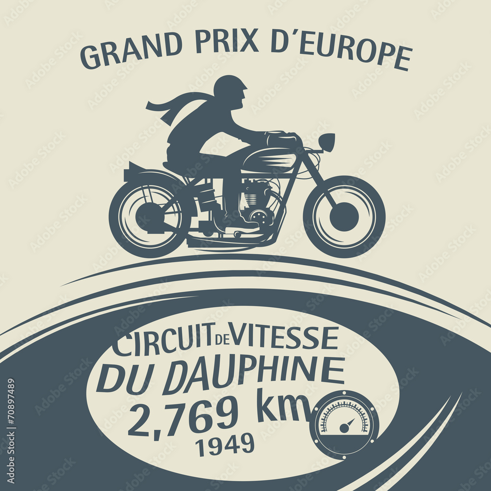 Plakat Etykieta sportowa rocznika motocykla, wektor