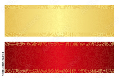 Luxury golden and red gift certificate with swirl pattern