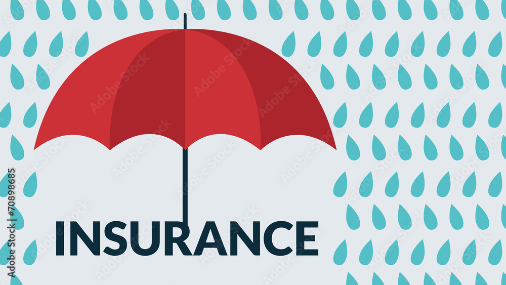 Insurance concept, Vector umbrella under rain drops Insurance concept, Vector umbrella under rain drops