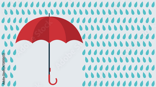 Vector umbrella under rain drops. Copyspace for text photo