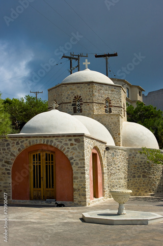 Campus monastery Profitis Ilias, Santorini island, Greece.
