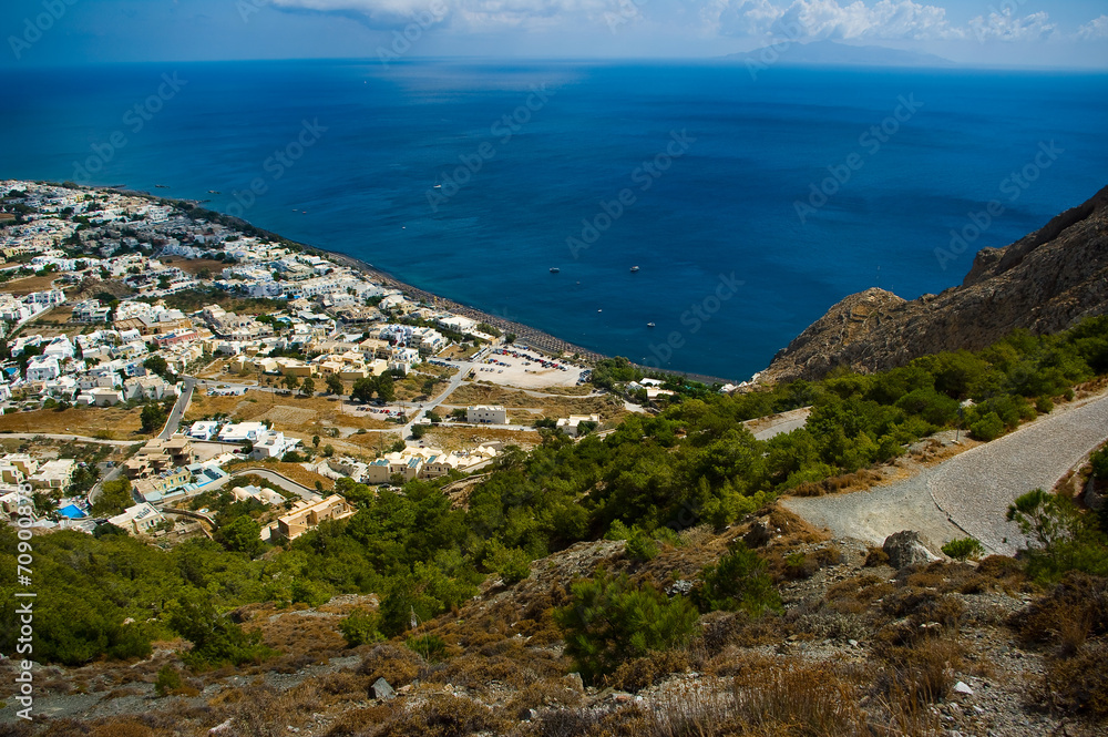 City Kamari, Santorini island, Greece.