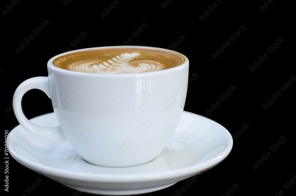 white cup of coffee isolated on black background white cup of coffee isolated on black background