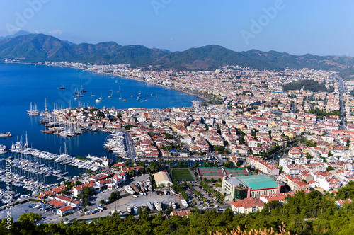 View of Marmaris harbor on Turkish Riviera. © monticellllo