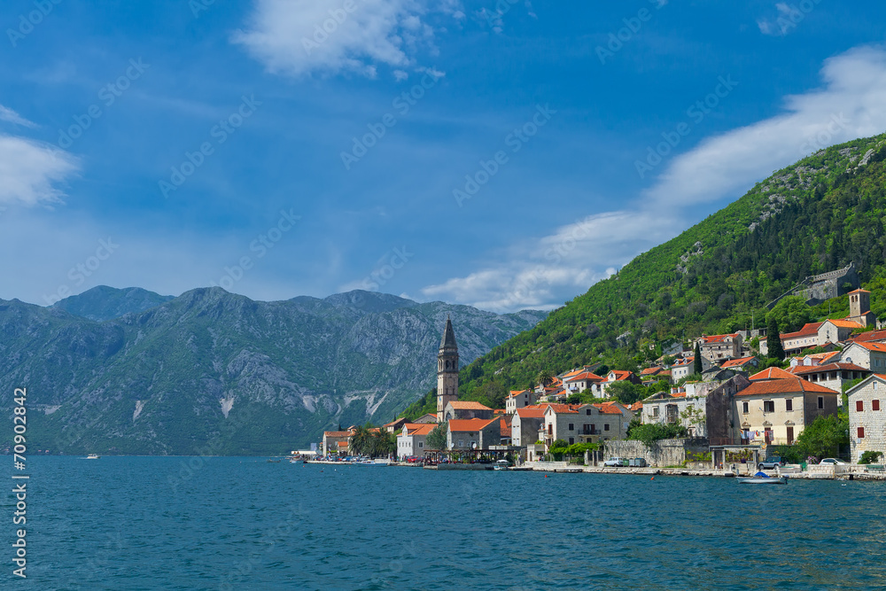 Beautiful landscape of old town Perast