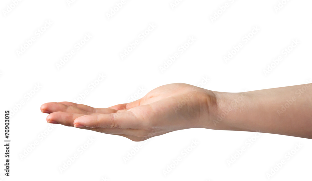 Woman hand on white background with clipping path Woman hand on white background with clipping path