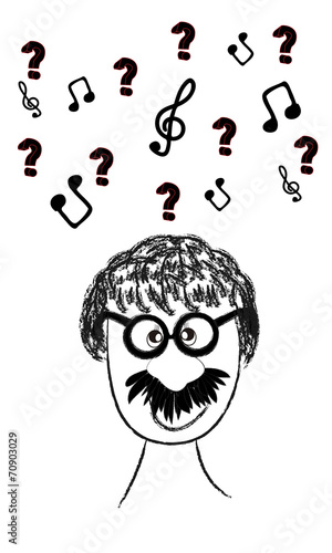 Hombre pensando en la música