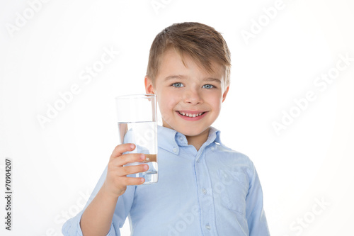 smiling boy with water