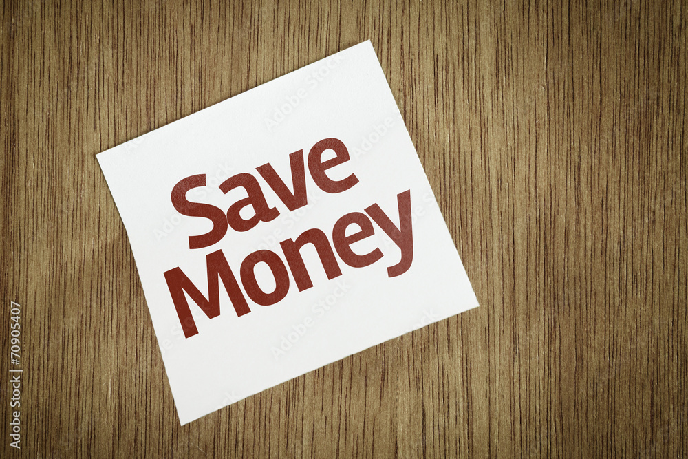 Save Money on Paper Note on texture background Save Money on Paper Note on texture background