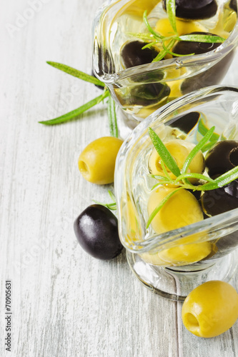 appetizing olive oil with olives
