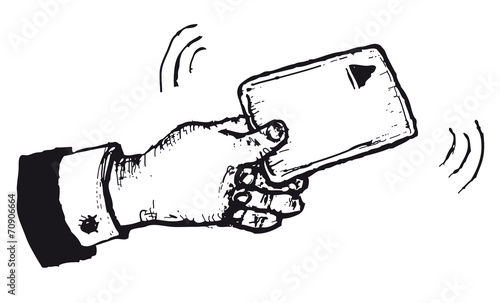 Doodle hand holding credit card