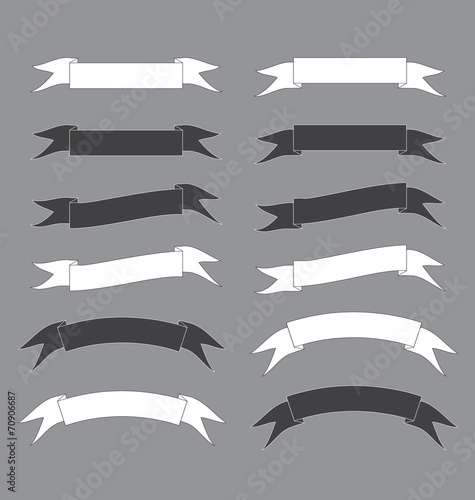 black and white ribbon banner vector Illustration