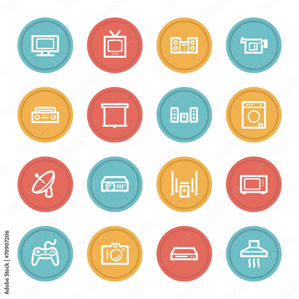 Home Appliance web icons, color circle buttons Home Appliance web icons, color circle buttons