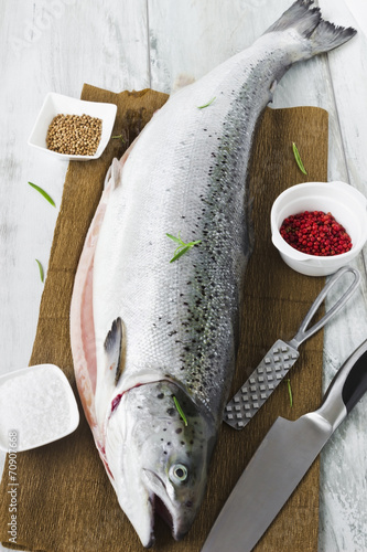 fresh salmon carcass