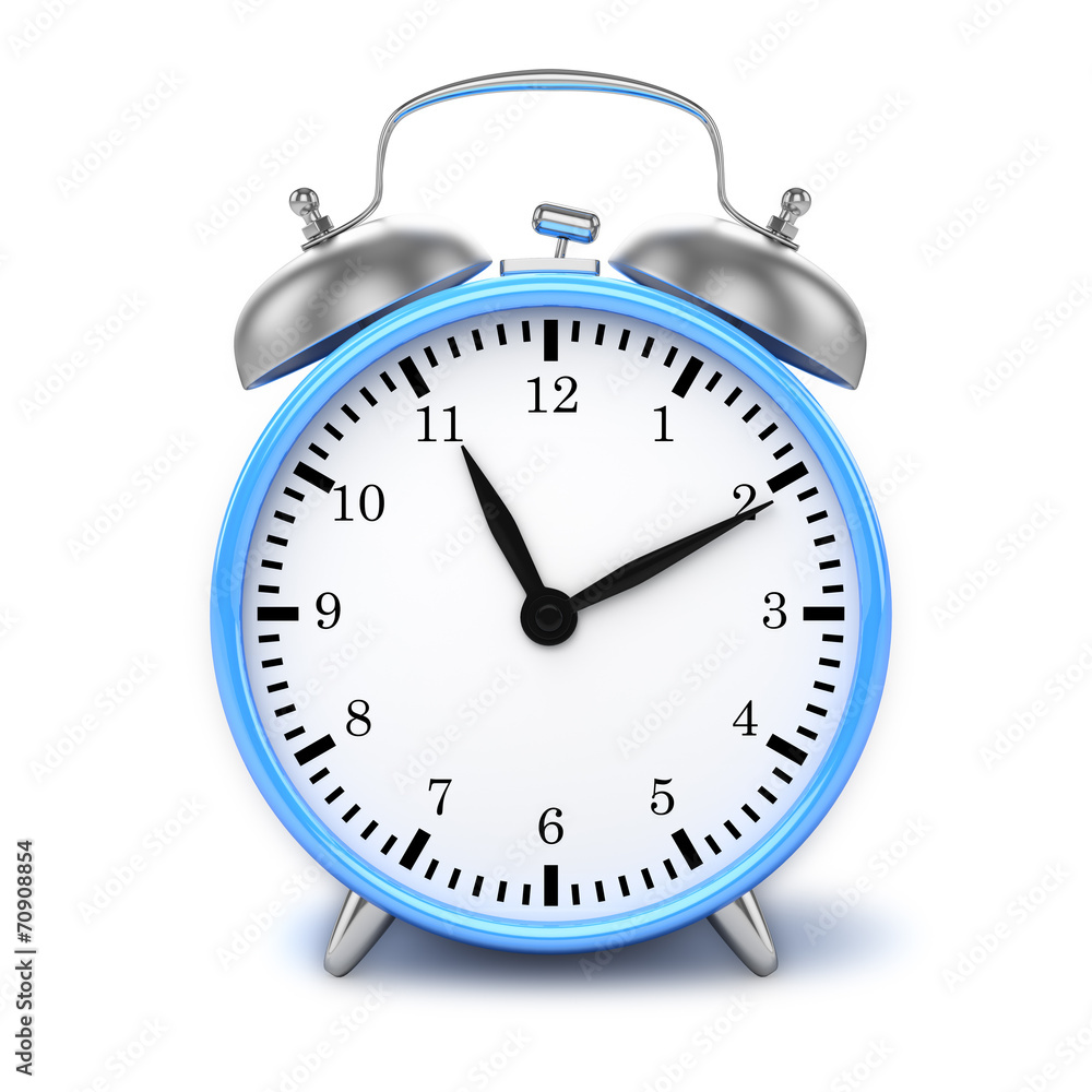 Blue retro styled classic alarm clock isolated Blue retro styled classic alarm clock isolated