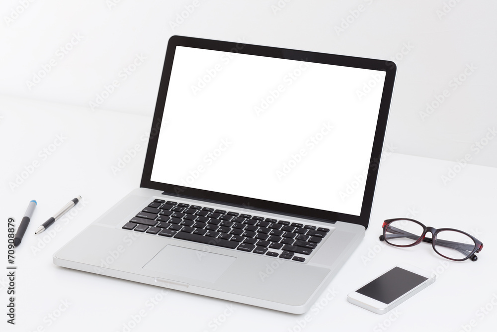 Blank screen laptop computer isolated on white background Blank screen laptop computer isolated on white background