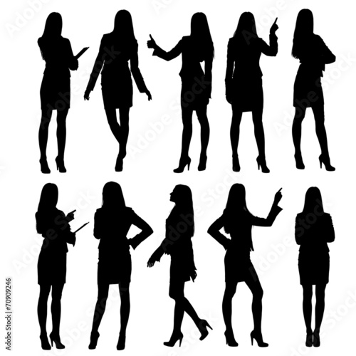 Business woman silhouettes