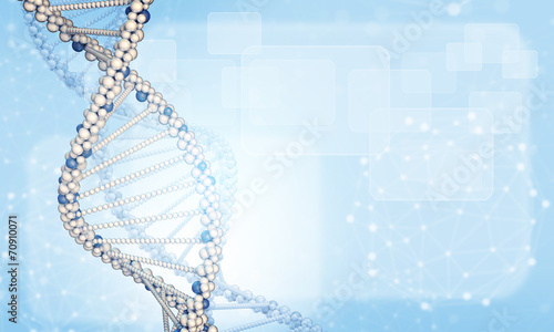 DNA model with blured wire-frame spheres and rectangles