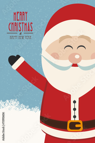 santa claus wave side vintage winter background