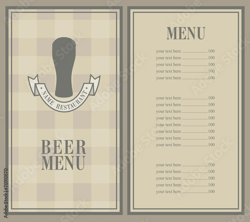 retro menu with beer mug