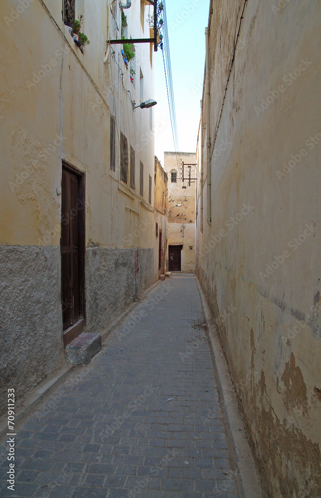 Narrow street in Fes, Morocco