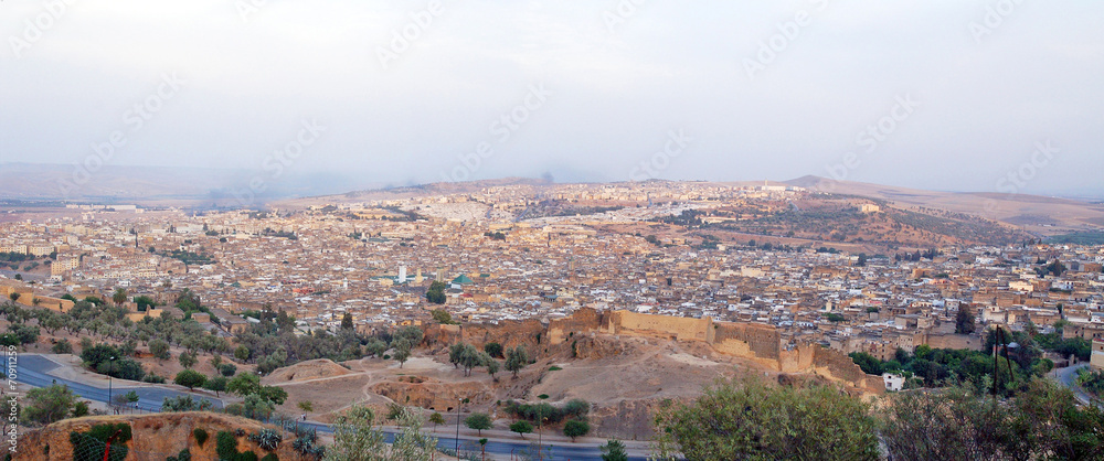 Panorama of the city of Fes in Morocco
