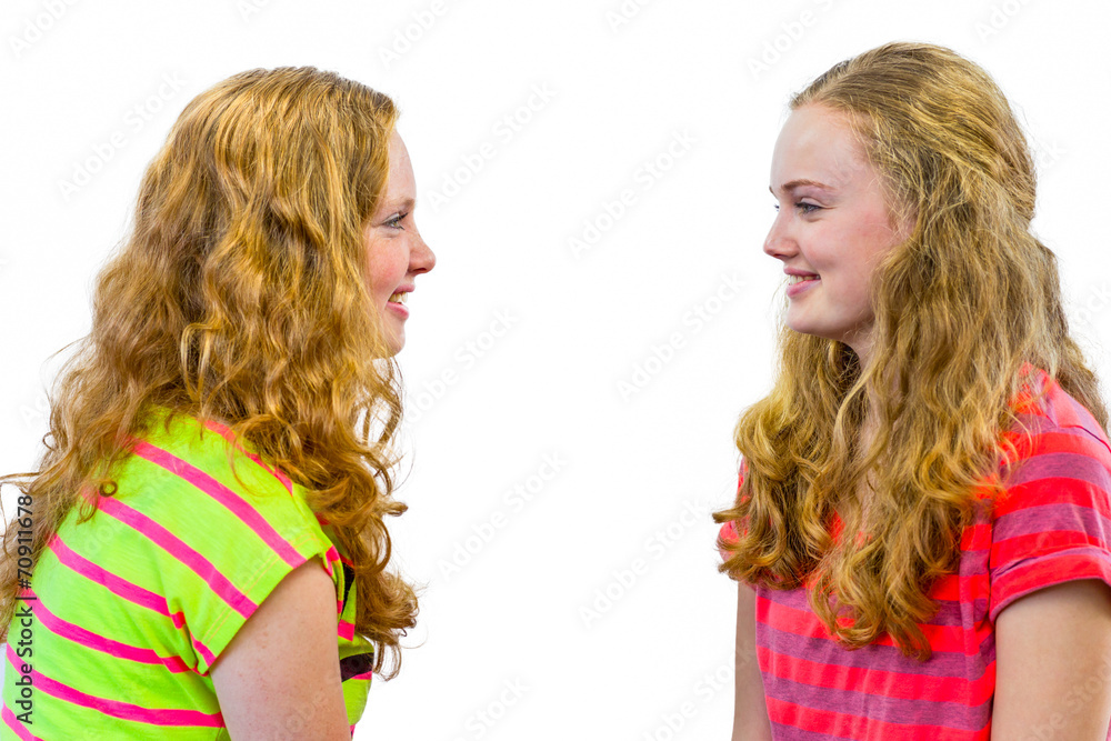 Two girls looking at each other Two girls looking at each other