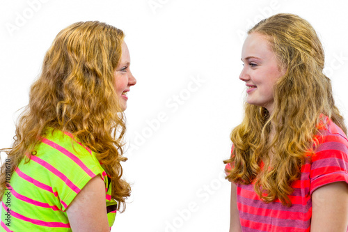 Two girls looking at each other