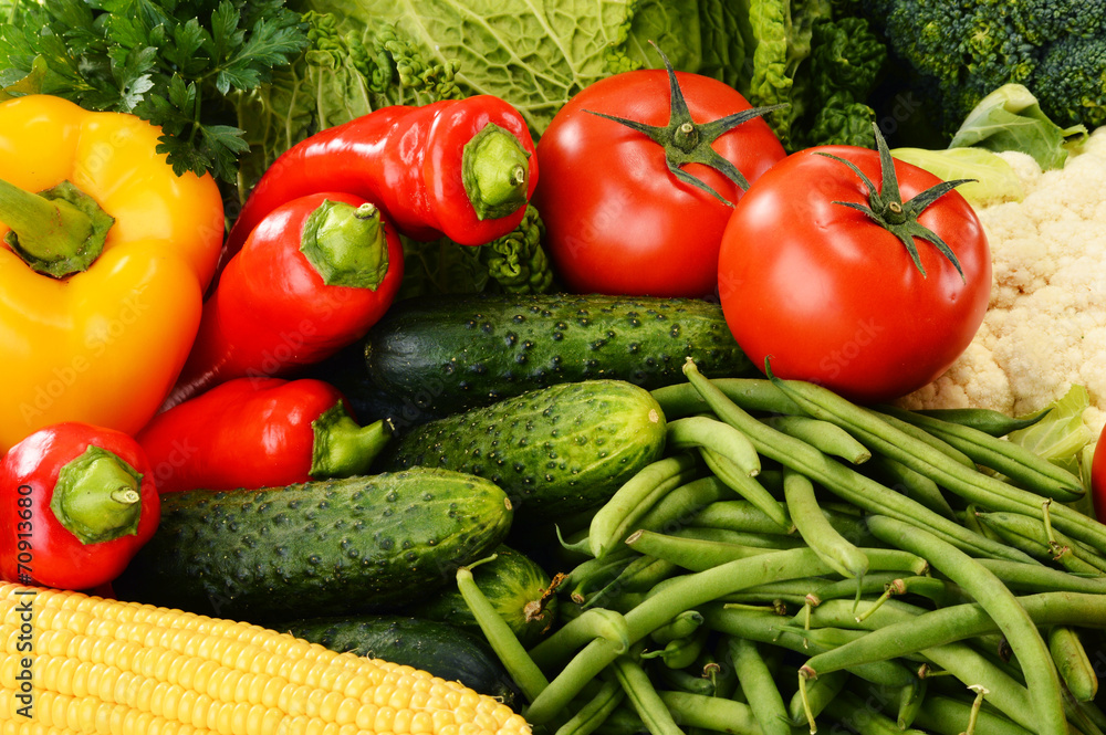 Variety of fresh organic vegetables. Detox diet