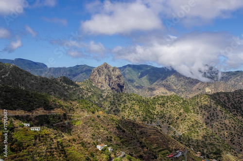La Gomera - Roque El Cano above the town of Vallehermoso. Gomera © gadzius