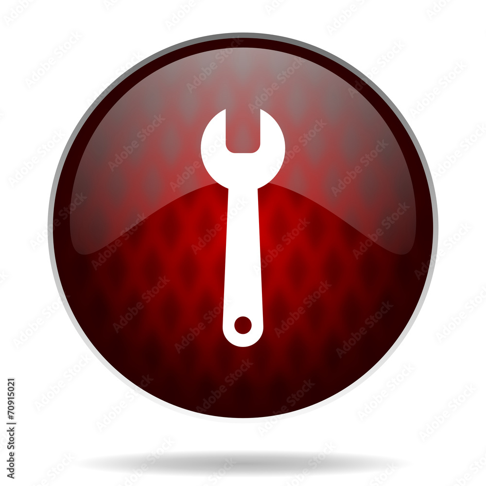 tools red glossy web icon on white background. tools red glossy web icon on white background.