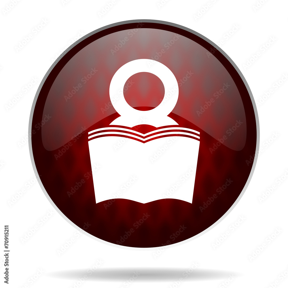book red glossy web icon on white background.