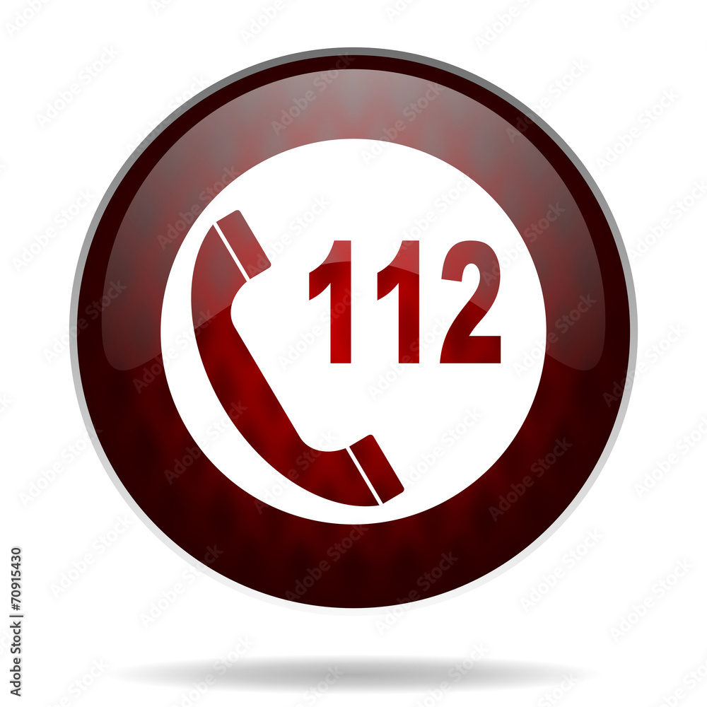 emergency call red glossy web icon on white background. emergency call red glossy web icon on white background.