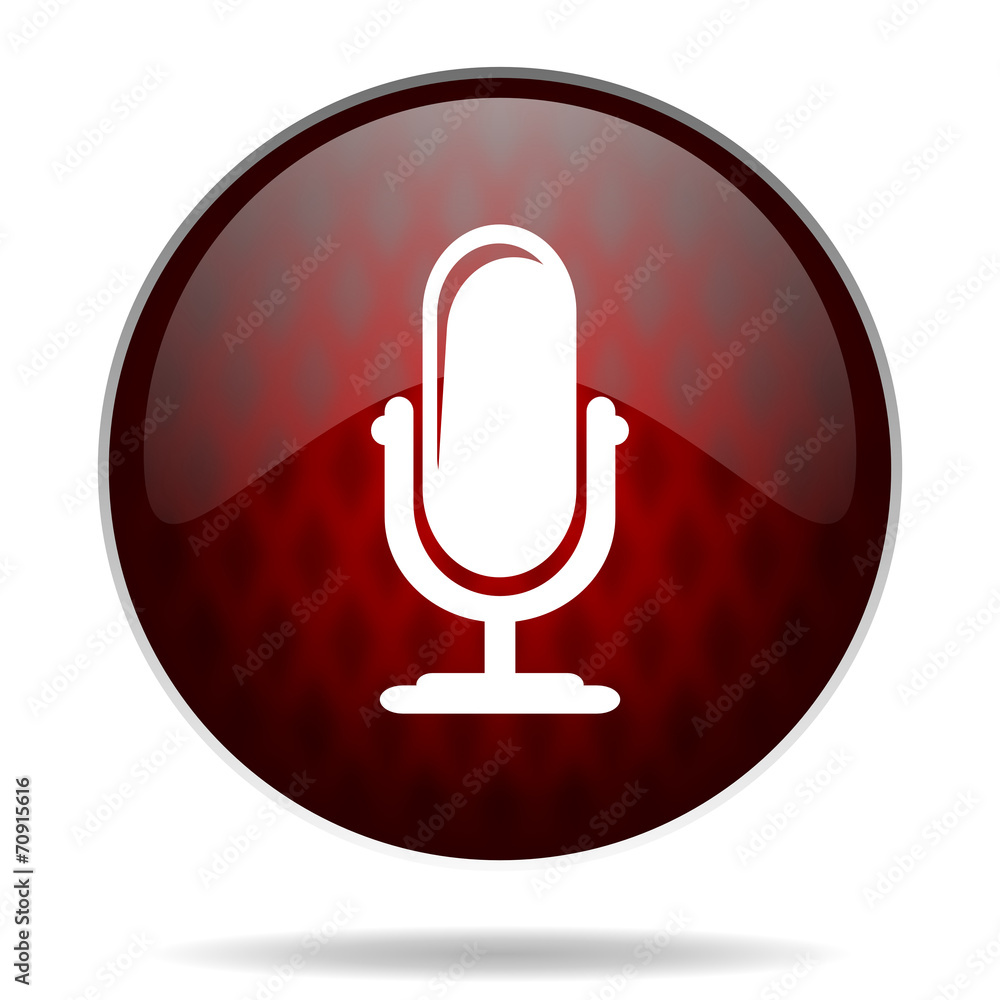 microphone red glossy web icon on white background. microphone red glossy web icon on white background.