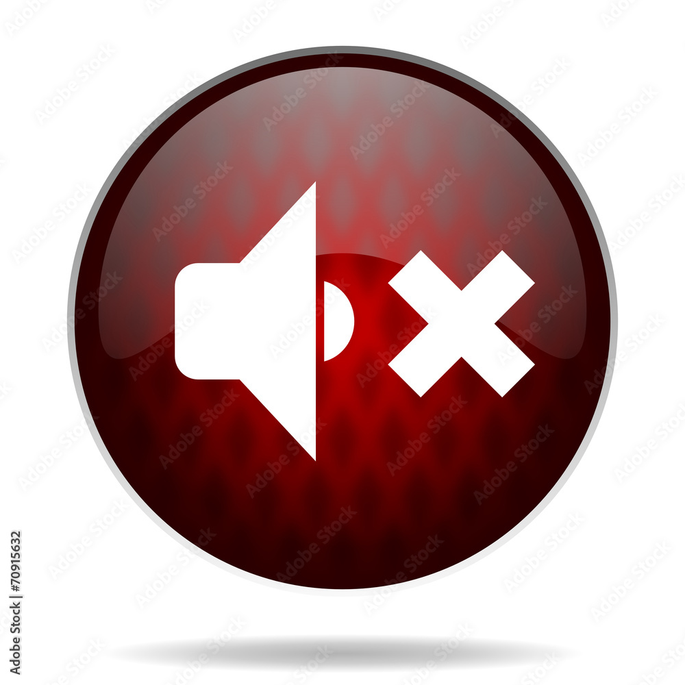 speaker volume red glossy web icon on white background. speaker volume red glossy web icon on white background.