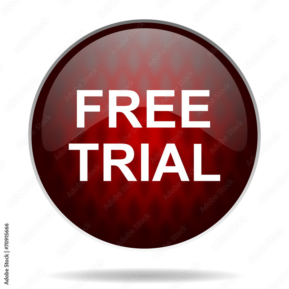 free trial red glossy web icon on white background. free trial red glossy web icon on white background.