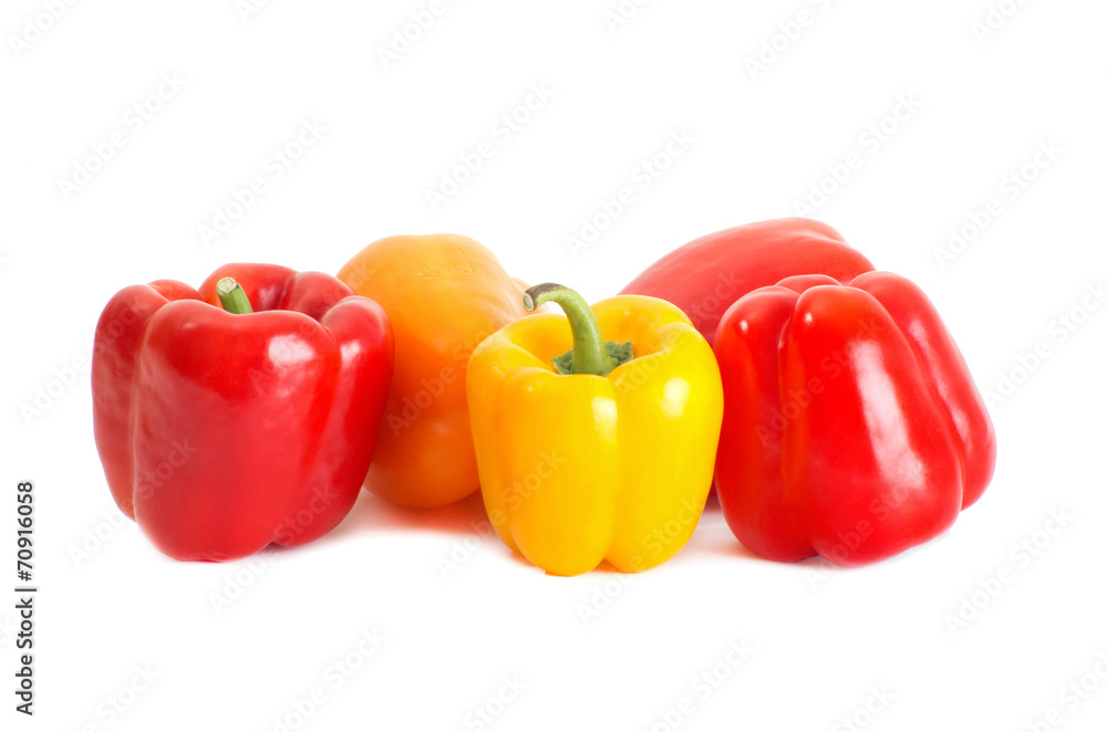 Colored paprika (pepper) isolated on a white background Colored paprika (pepper) isolated on a white background