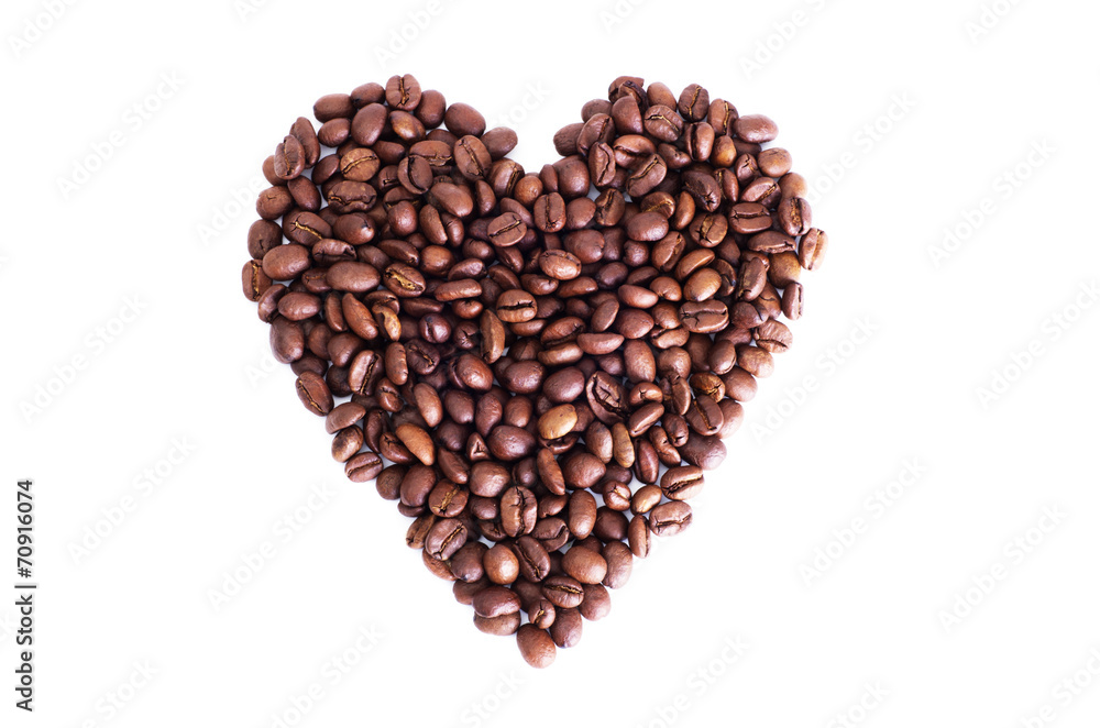 heart from coffee beans, isolated on white heart from coffee beans, isolated on white