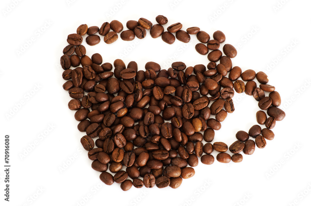 Brown coffee beans isolated on white background Brown coffee beans isolated on white background