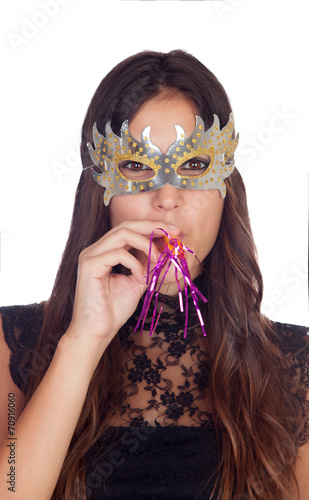 Fototapeta Naklejka Na Ścianę i Meble -  Attractive girl with a carnival mask