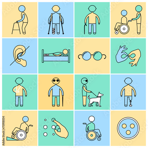 Disabled icons set flat line